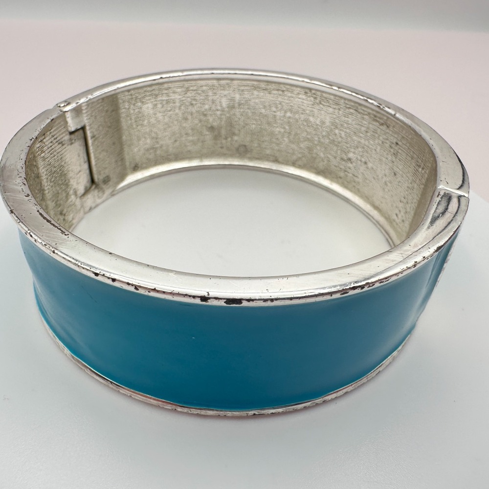 Vintage 90s Blue Enamel Round Bracelet Boho Statement Women's Classic Jewelry